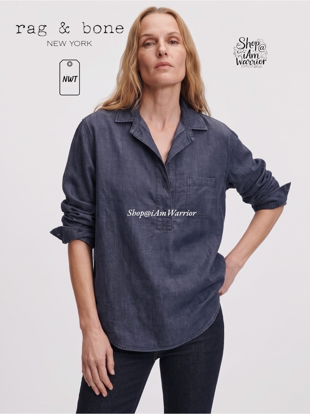 Rag & Bone NWT oversized chambray pullover top *shop@iamwarrior